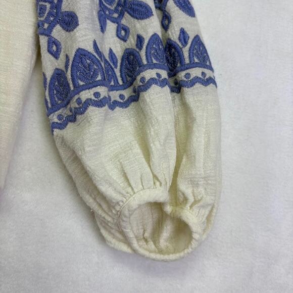 SCARLETT POPPIES Naxos Emroidered Balloon Sleeve Bohemiam Top Blouse Size XS - Picture 6 of 13